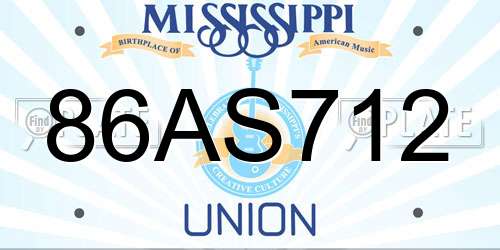 86AS712 Mississippi License Plate