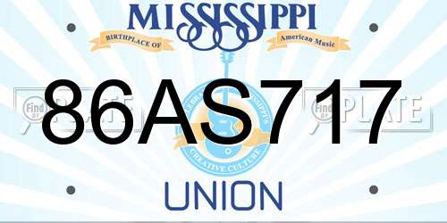 86AS717 Mississippi License Plate