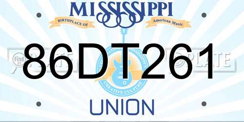 86DT261 Mississippi License Plate