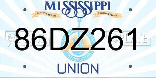 86DZ261 Mississippi License Plate