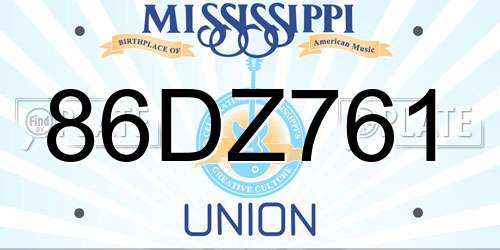 86DZ761 Mississippi License Plate