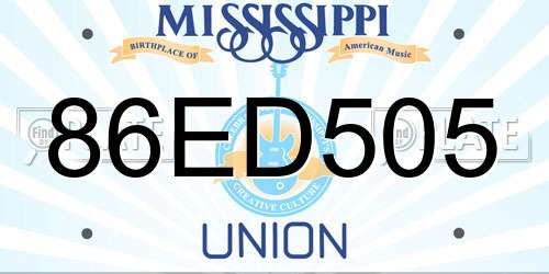 86ED505 Mississippi License Plate