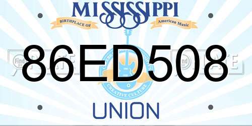86ED508 Mississippi License Plate