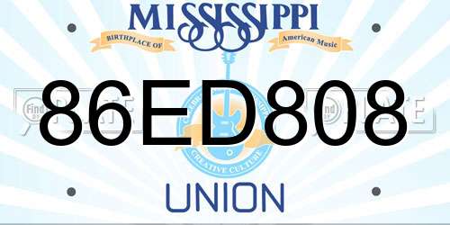 86ED808 Mississippi License Plate