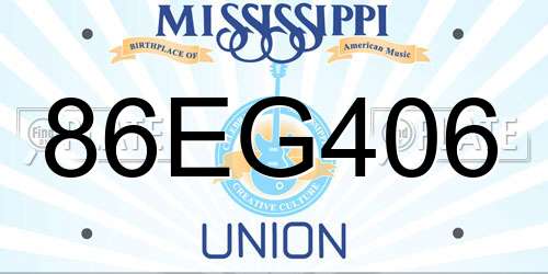 86EG406 Mississippi License Plate