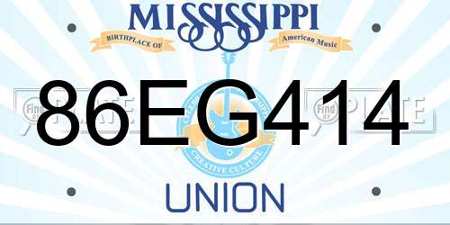 86EG414 Mississippi License Plate