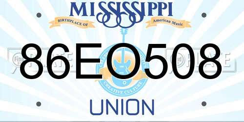 86EO508 Mississippi License Plate