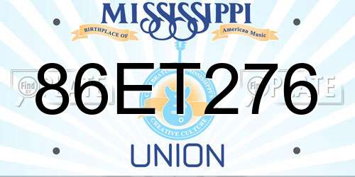 86ET276 Mississippi License Plate