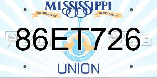 86ET726 Mississippi License Plate