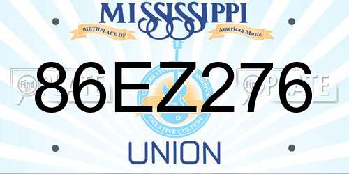 86EZ276 Mississippi License Plate