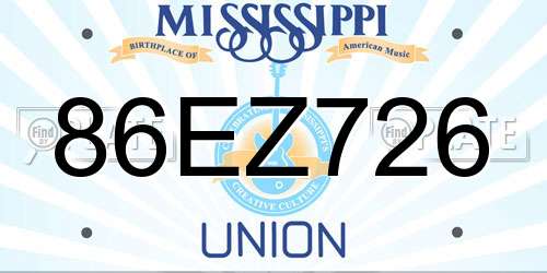 86EZ726 Mississippi License Plate