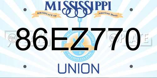 86EZ770 Mississippi License Plate