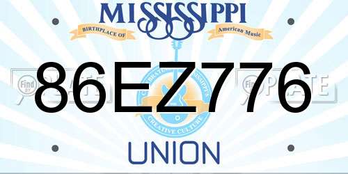 86EZ776 Mississippi License Plate