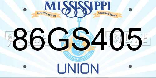 86GS405 Mississippi License Plate