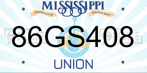 86GS408 Mississippi License Plate
