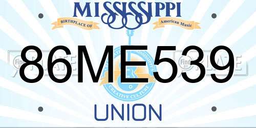 86ME539 Mississippi License Plate