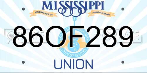 86OF289 Mississippi License Plate