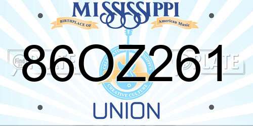 86OZ261 Mississippi License Plate