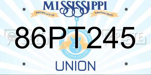 86PT245 Mississippi License Plate