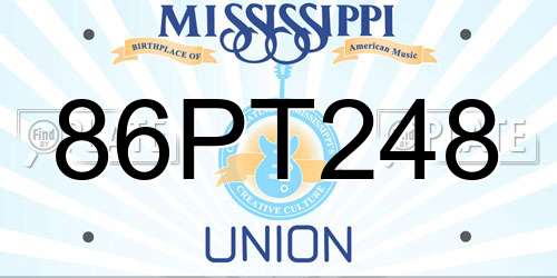 86PT248 Mississippi License Plate