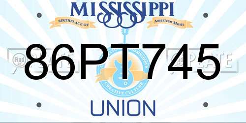 86PT745 Mississippi License Plate