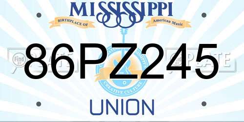 86PZ245 Mississippi License Plate