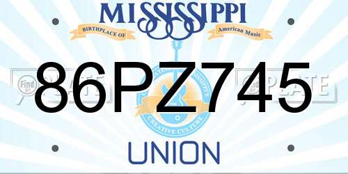 86PZ745 Mississippi License Plate