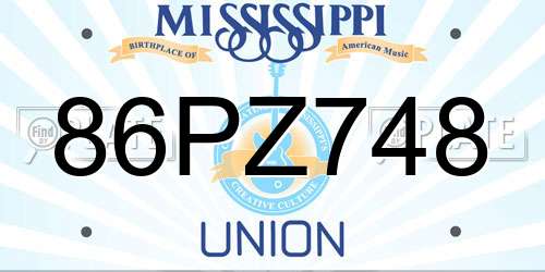 86PZ748 Mississippi License Plate