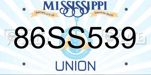 86SS539 Mississippi License Plate