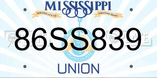 86SS839 Mississippi License Plate