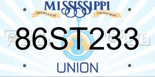 86ST233 Mississippi License Plate