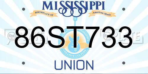 86ST733 Mississippi License Plate