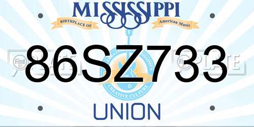 86SZ733 Mississippi License Plate