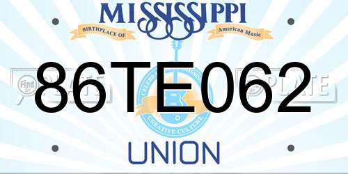 86TE062 Mississippi License Plate