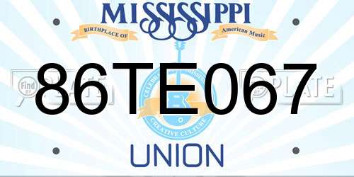 86TE067 Mississippi License Plate