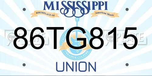 86TG815 Mississippi License Plate