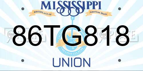 86TG818 Mississippi License Plate
