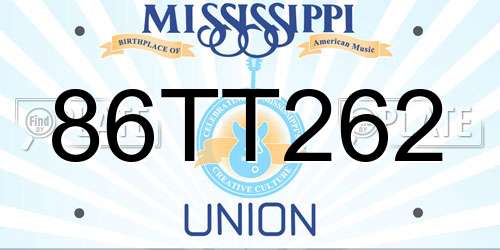86TT262 Mississippi License Plate