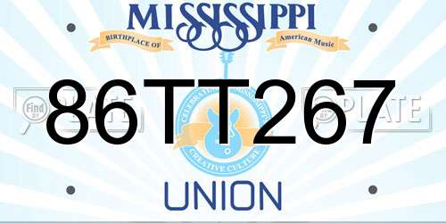 86TT267 Mississippi License Plate