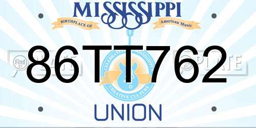 86TT762 Mississippi License Plate