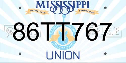 86TT767 Mississippi License Plate