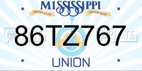 86TZ767 Mississippi License Plate