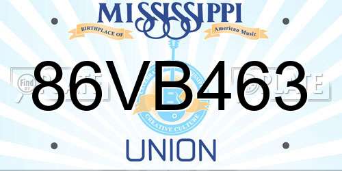 86VB463 Mississippi License Plate