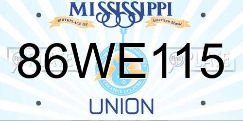 86WE115 Mississippi License Plate