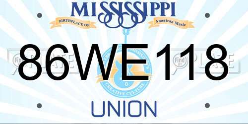 86WE118 Mississippi License Plate