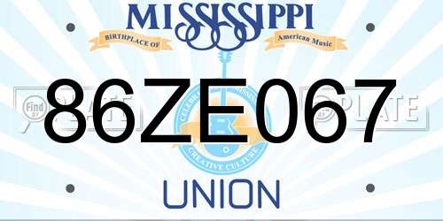 86ZE067 Mississippi License Plate