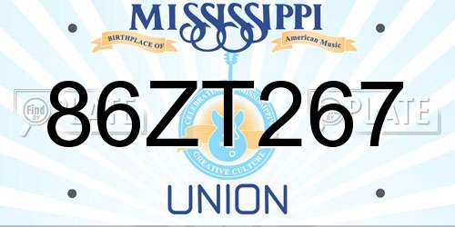 86ZT267 Mississippi License Plate
