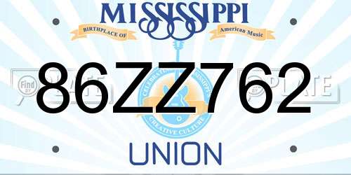 86ZZ762 Mississippi License Plate