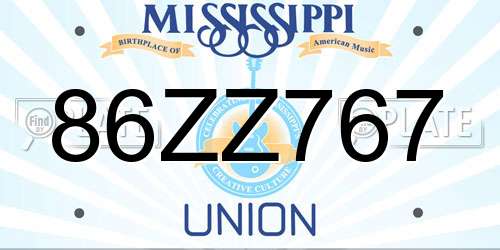 86ZZ767 Mississippi License Plate