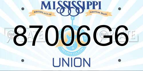 87006G6 Mississippi License Plate